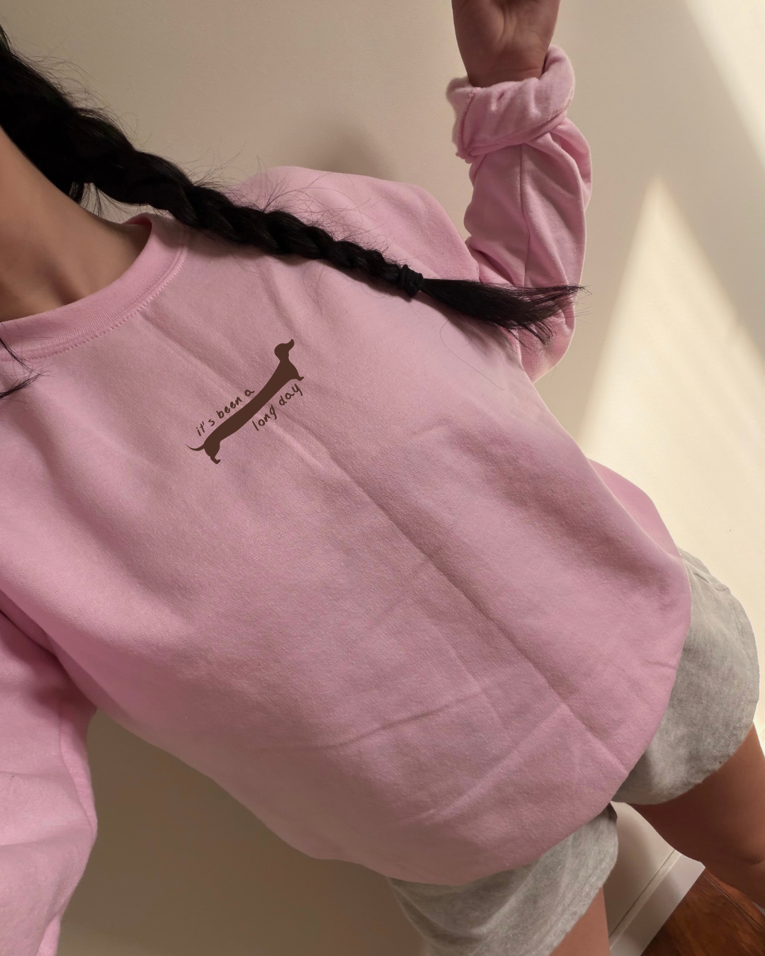 It's Been A Long Day Sweatshirt - Pink / Brown