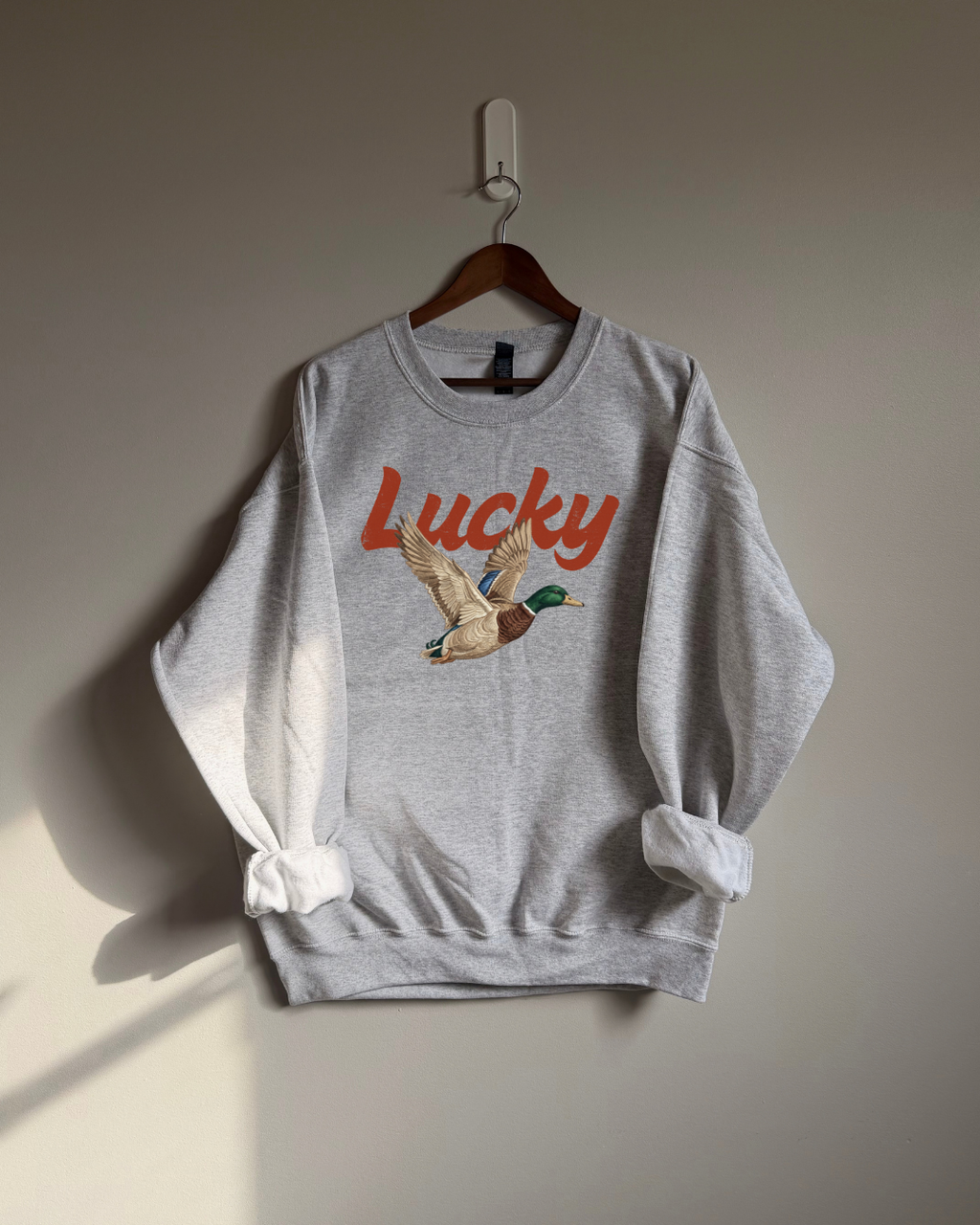 Lucky Duck Sweatshirt - Ash / Red