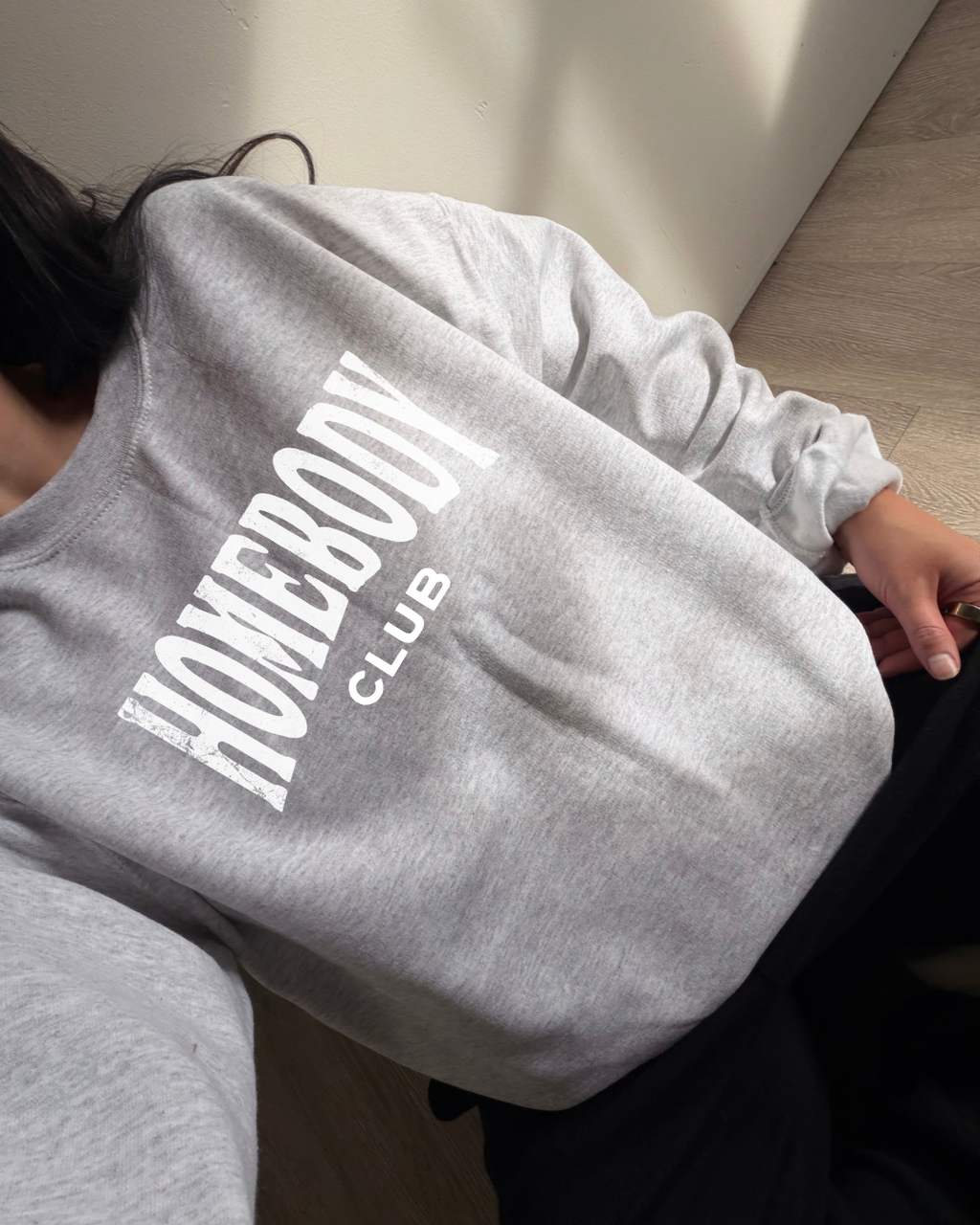 Homebody Club Sweatshirt - Ash / White
