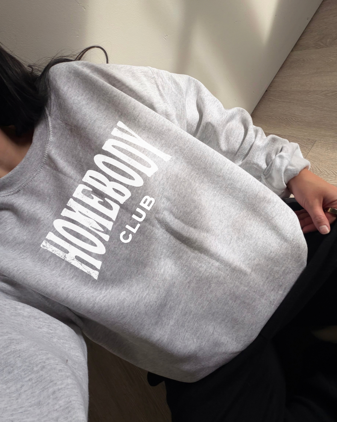 Homebody Club Sweatshirt - Ash / White