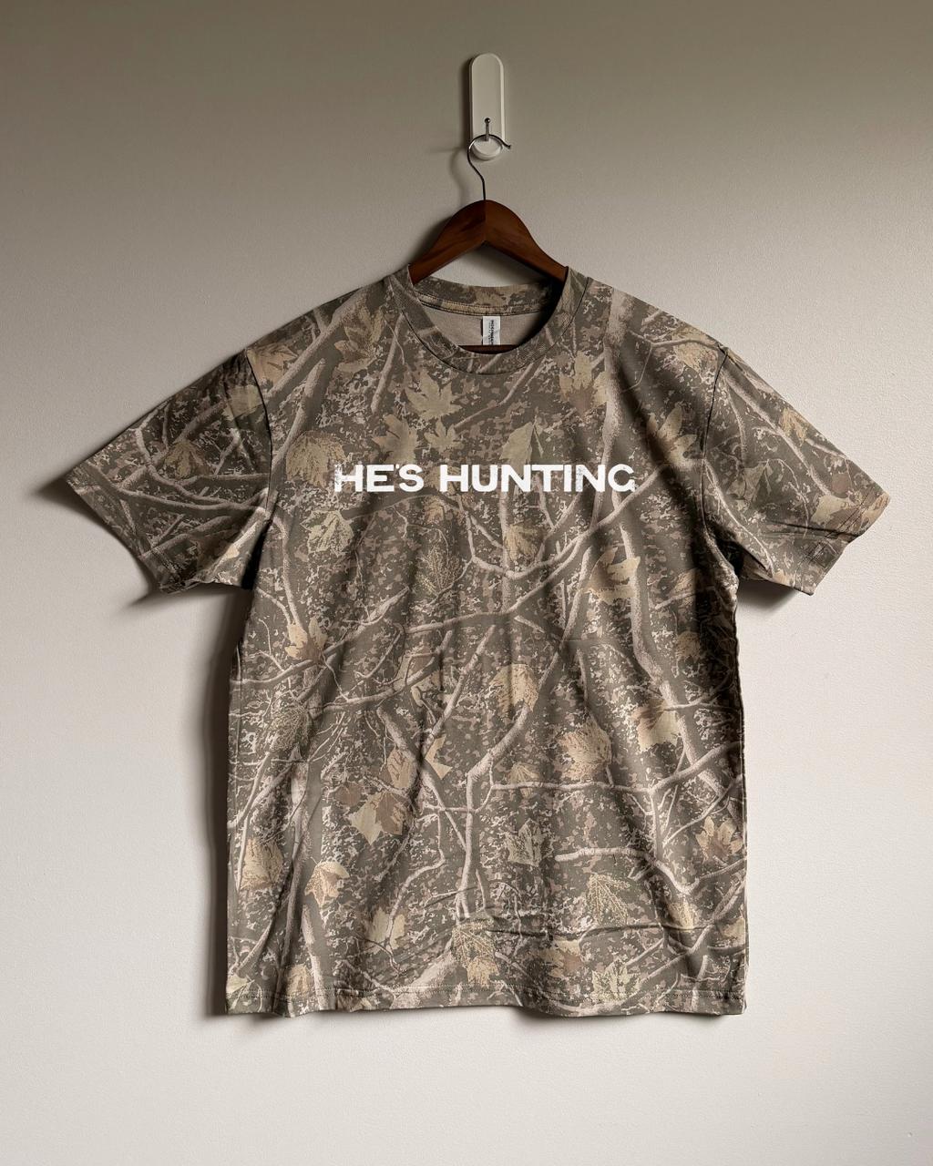 He's Hunting Tee - Deadwood Camo
