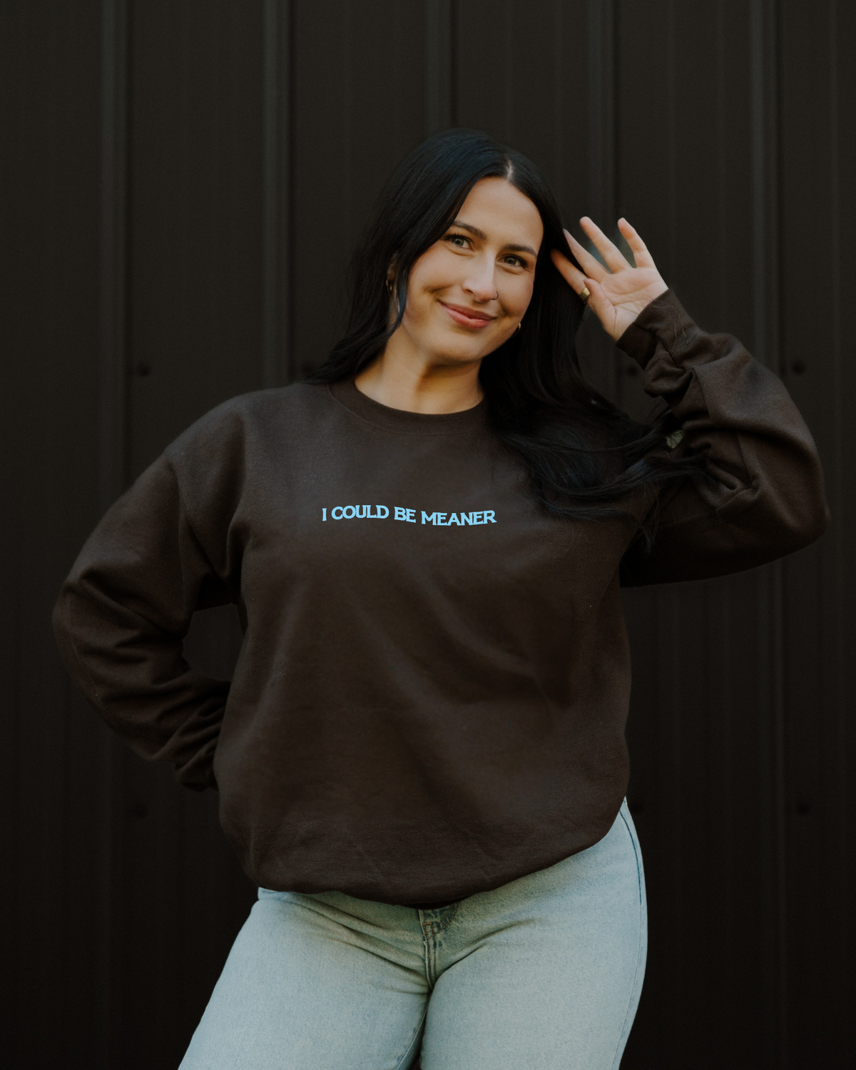 I Could Be Meaner Sweatshirt - Brown / Blue