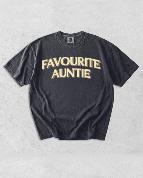Favourite Auntie Tee - Graphite / Yellow