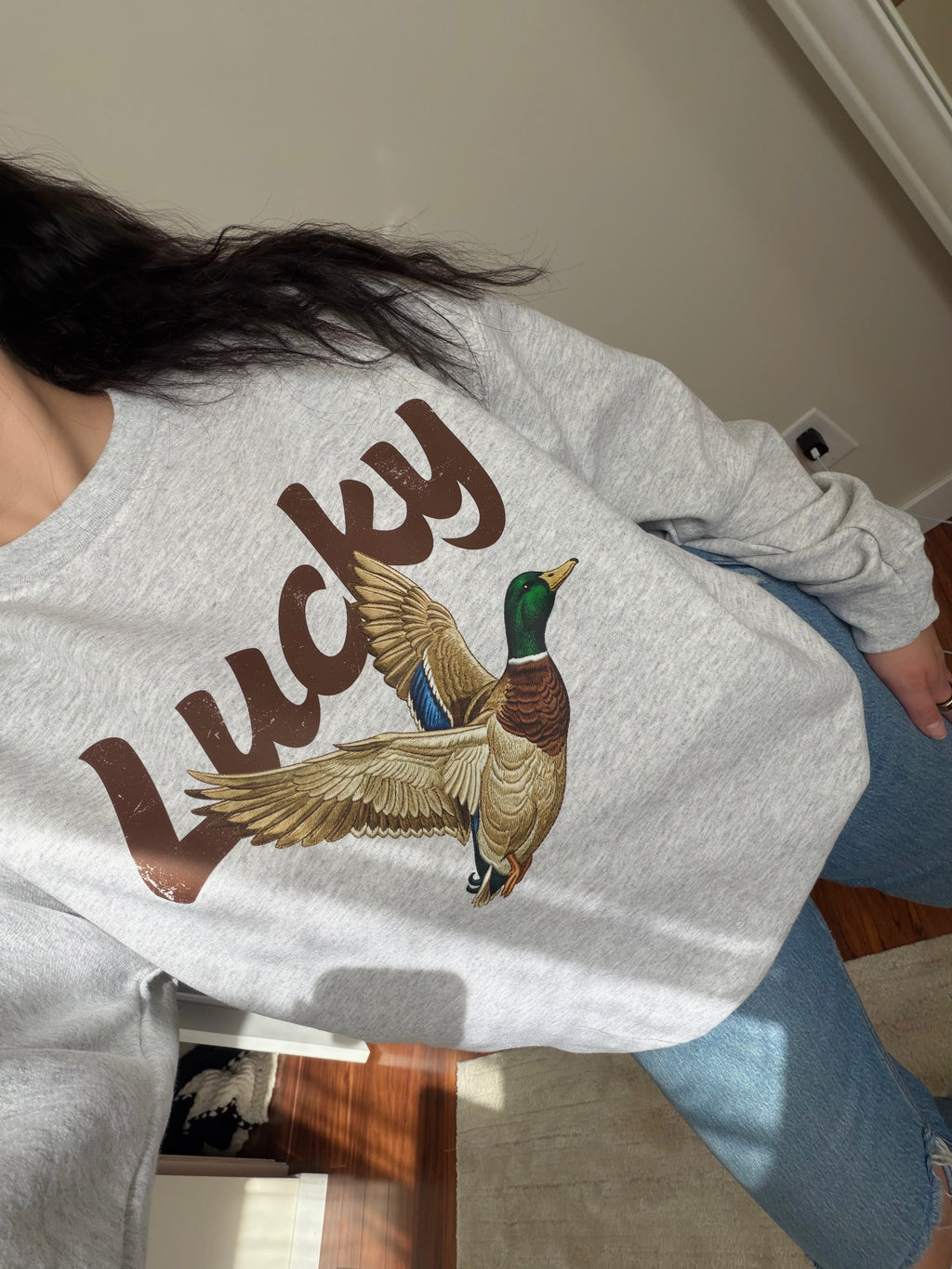 Lucky Duck Sweatshirt - Ash / Brown