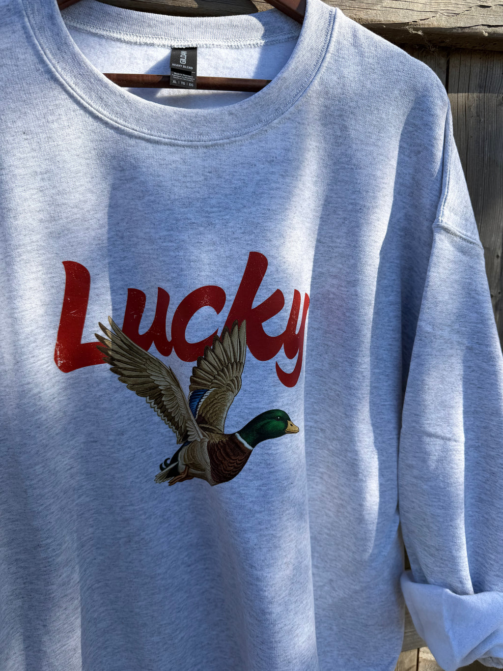 Lucky Duck Sweatshirt - Ash / Red