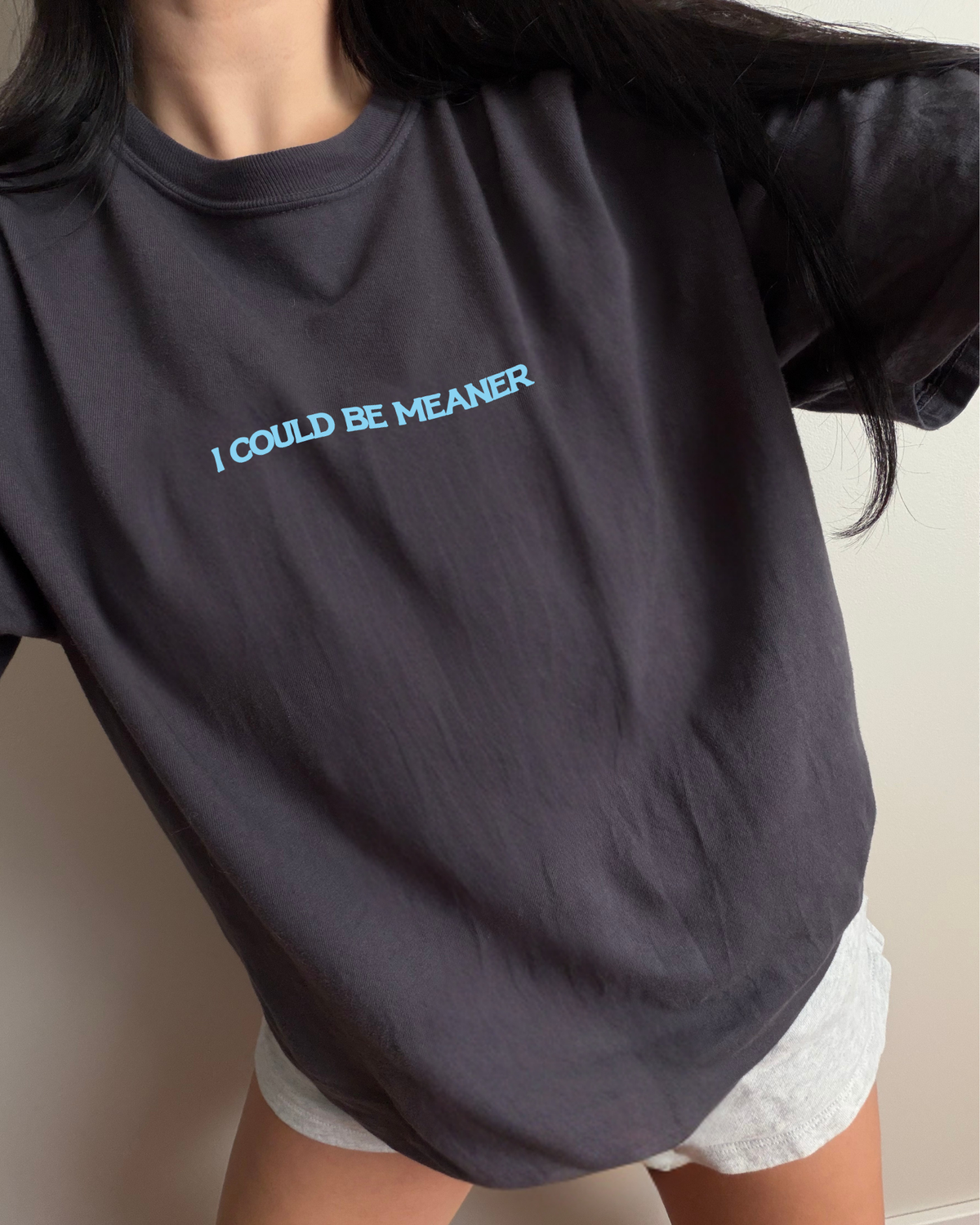 I Could Be Meaner Tee - Graphite / Blue