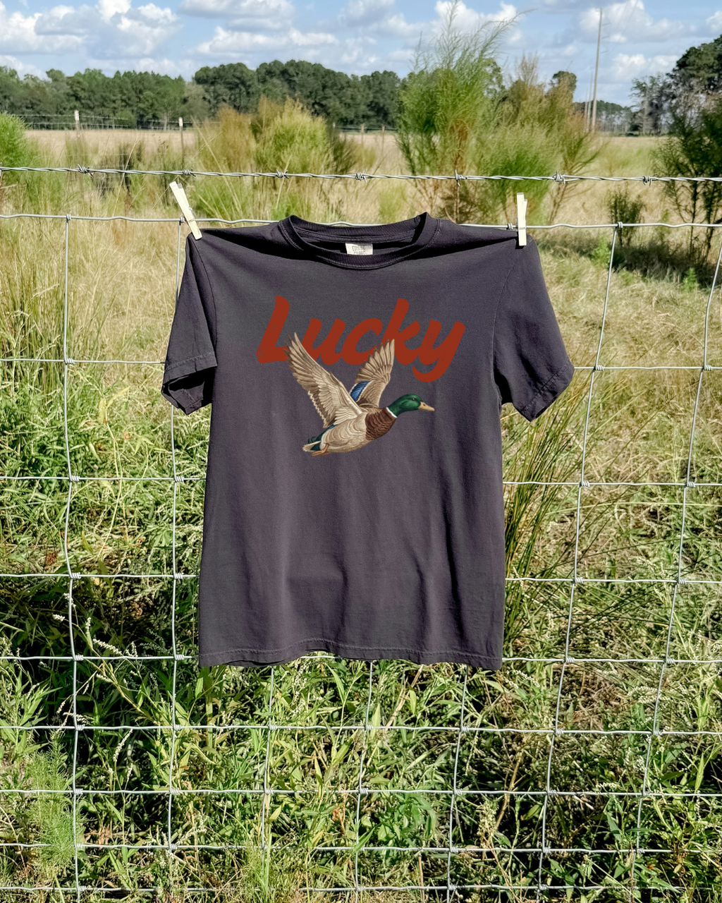 Lucky Duck Tee - Graphite / Red