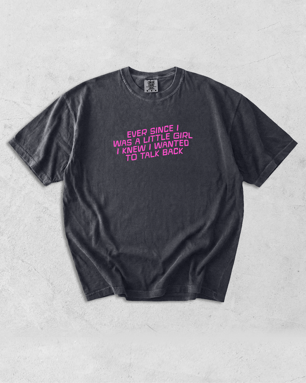 Talk Back Tee - Graphite / Pink