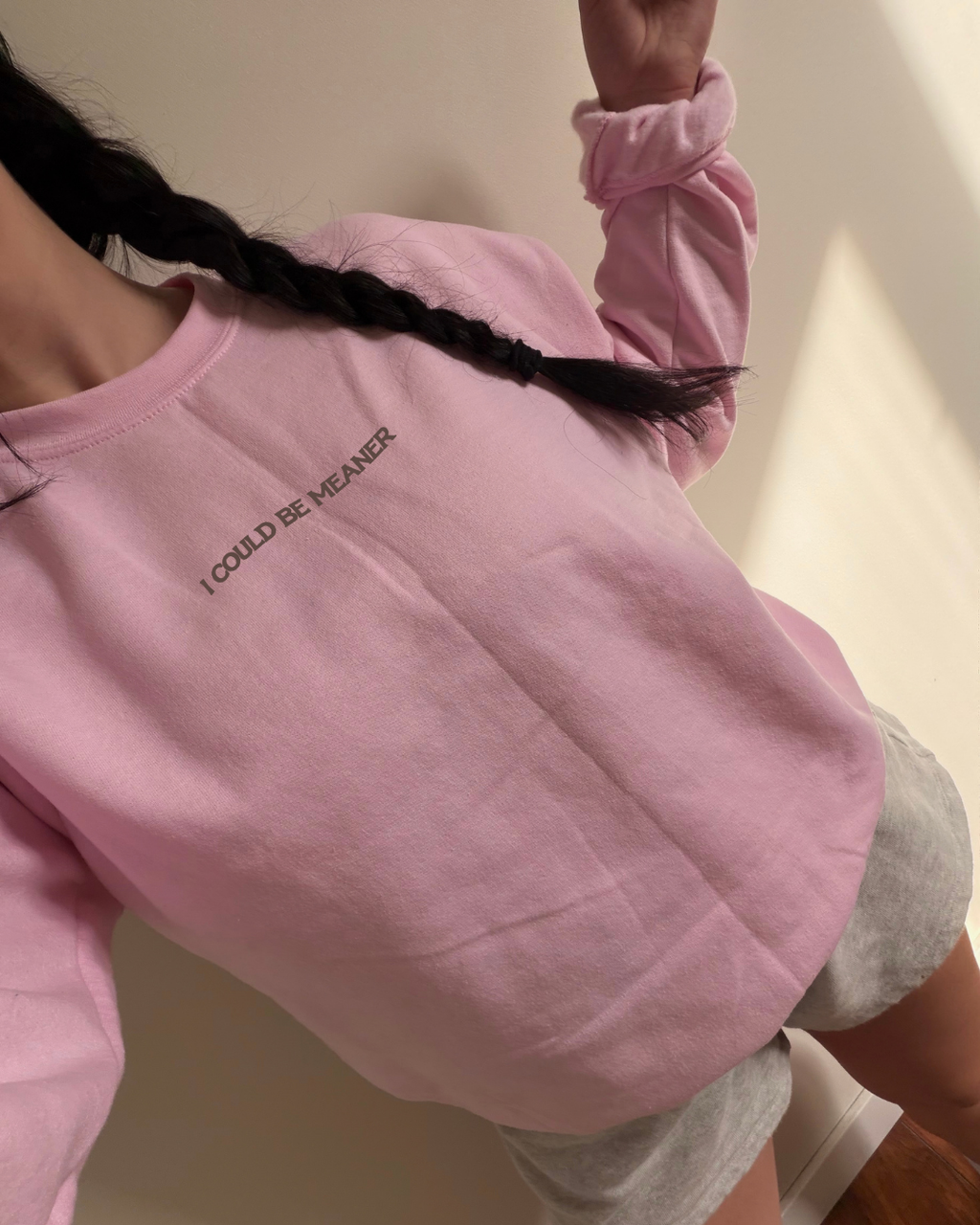 I Could Be Meaner Sweatshirt - Pink / Brown