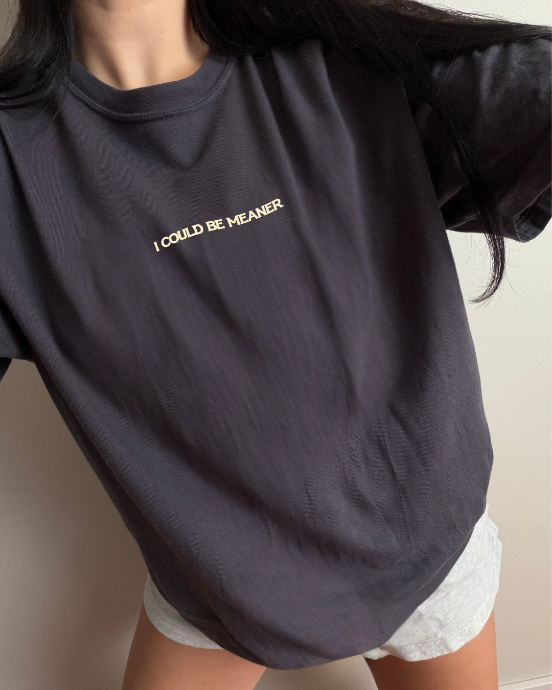 I Could Be Meaner Tee - Graphite / Yellow