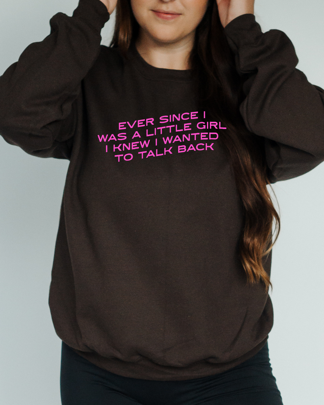 Talk Back Sweatshirt - Brown / Pink