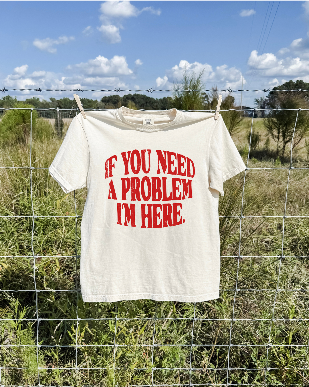 If You Need A Problem I'm Here Tee - Ivory / Red