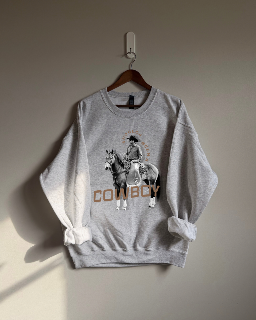 Shoulda Been A Cowboy Sweatshirt - Ash / Brown