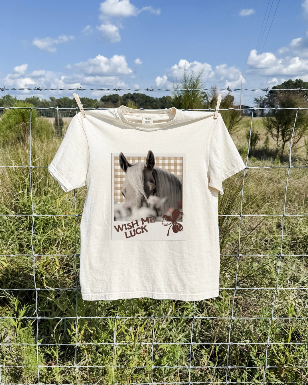 Wish Me Luck Tee - Ivory / Brown