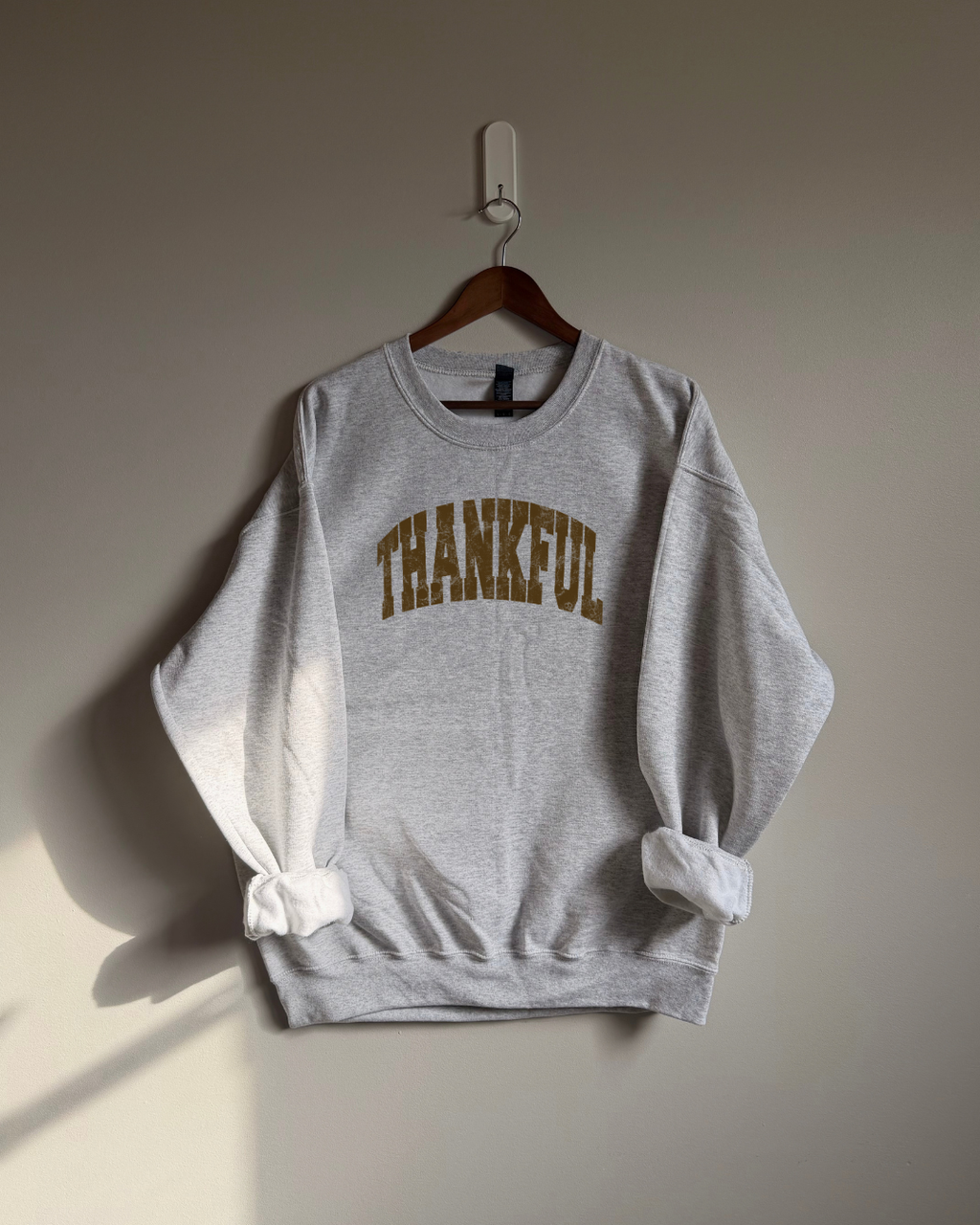 Thankful Sweatshirt - Ash / Brown