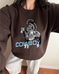 Shoulda Been A Cowboy Sweatshirt - Brown / Blue