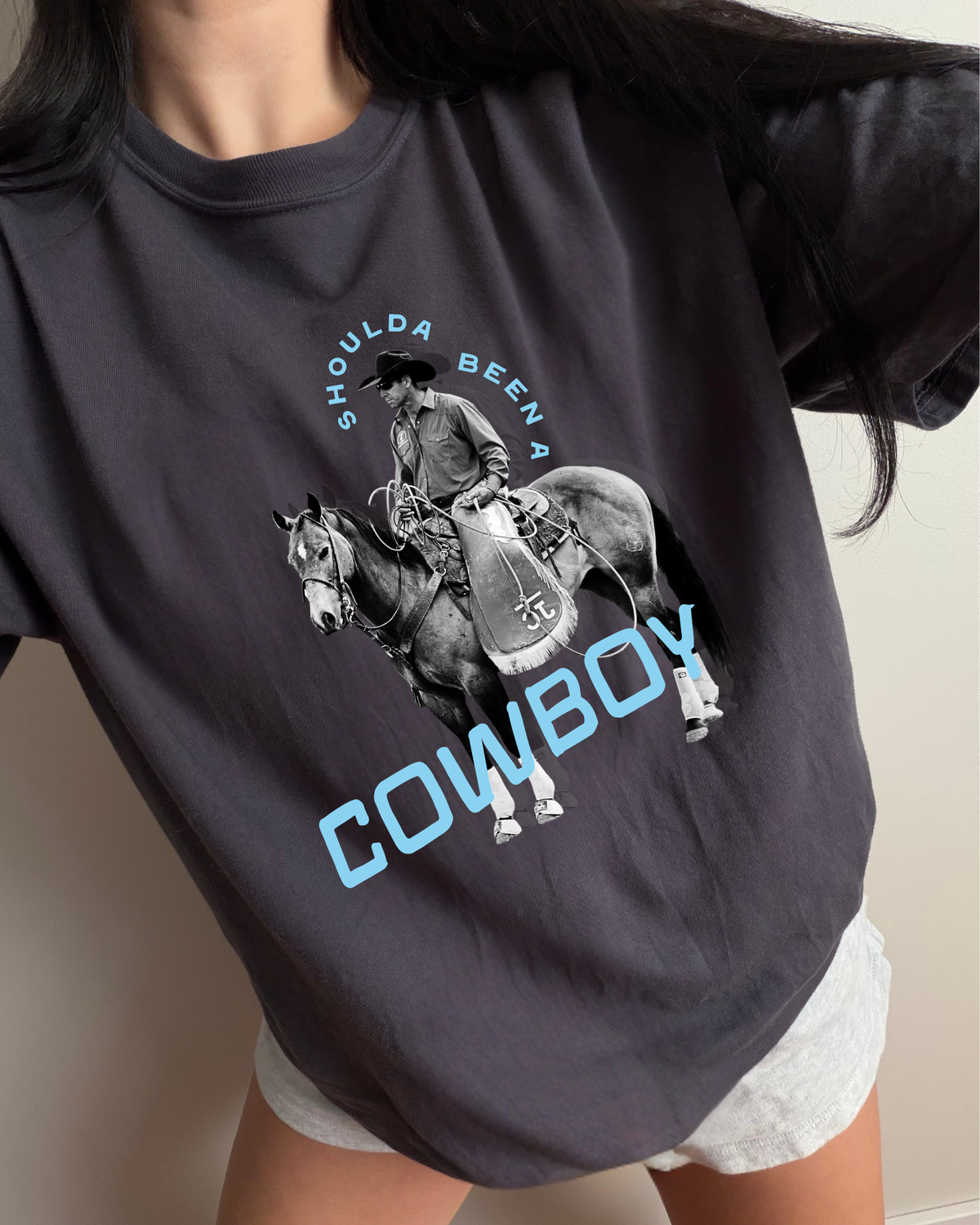 Shoulda Been A Cowboy Tee - Graphite / Blue