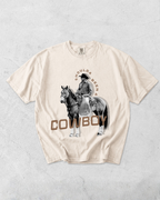 Shoulda Been A Cowboy Tee - Ivory / Brown