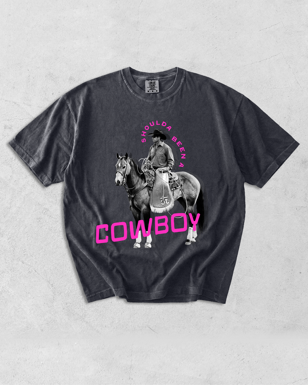 Shoulda Been A Cowboy Tee - Graphite / Pink