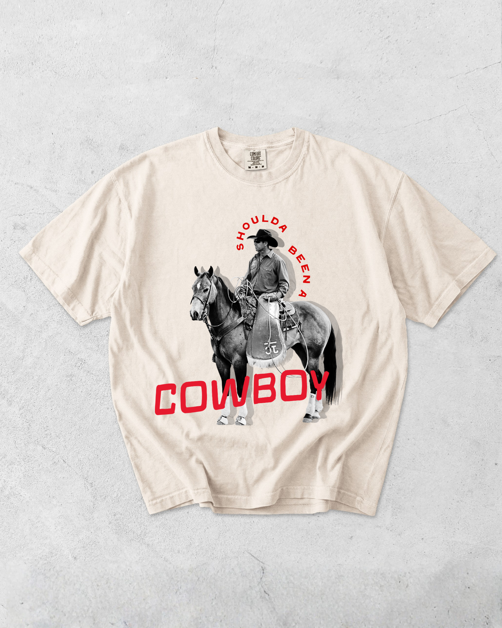 Shoulda Been A Cowboy Tee - Ivory / Red
