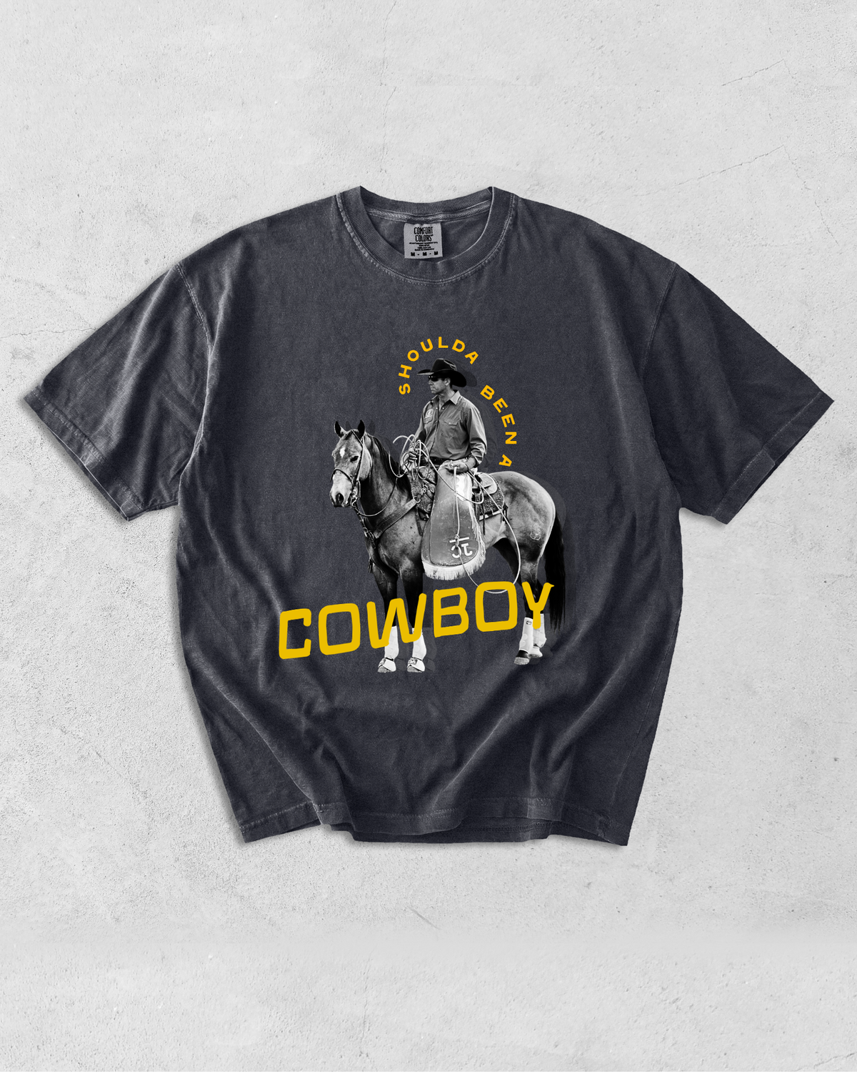 Shoulda Been A Cowboy Tee - Graphite / Yellow