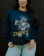 Shoulda Been A Cowboy Sweatshirt - Navy / Yellow