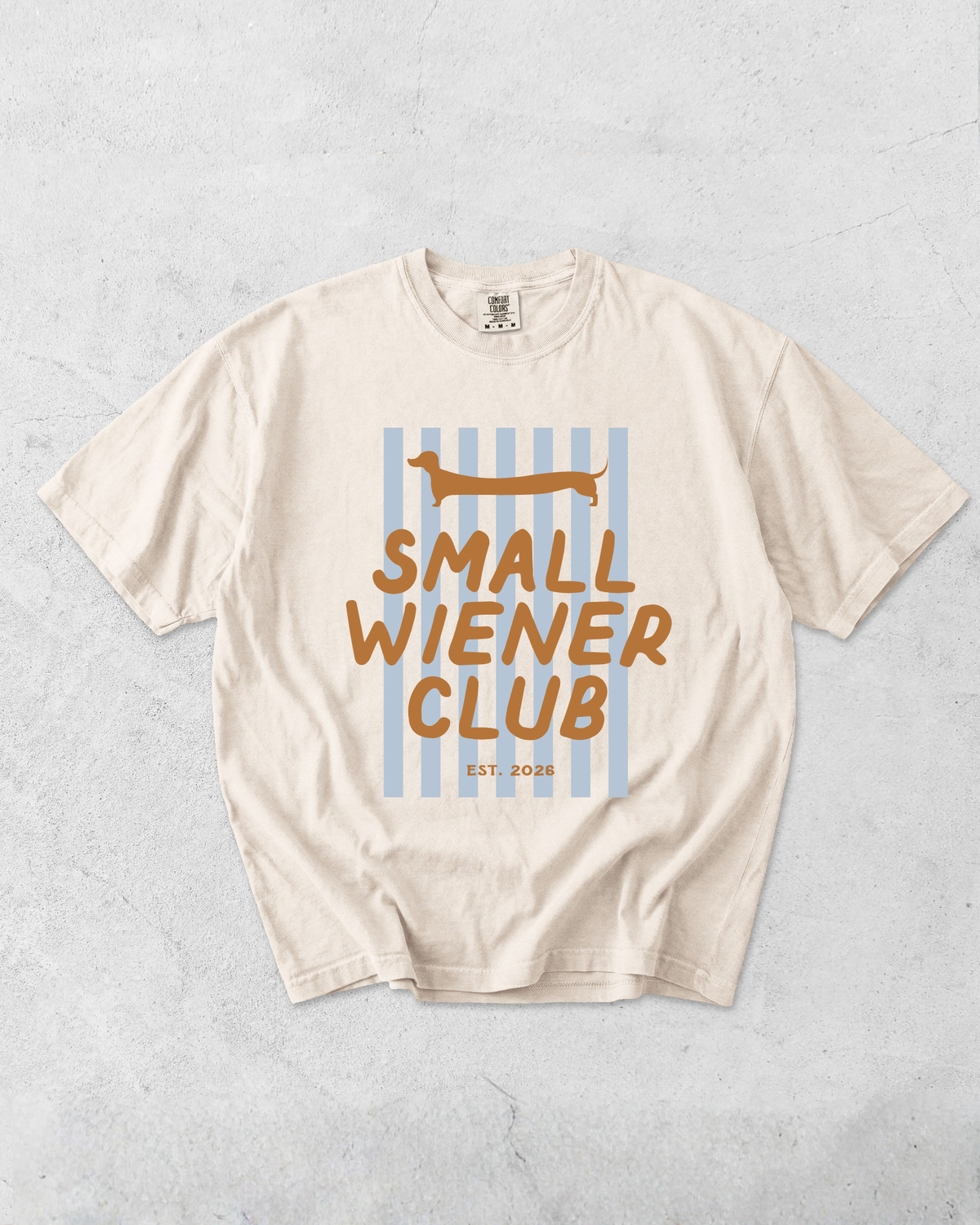 Small Wiener Club Tee - Ivory / Blue