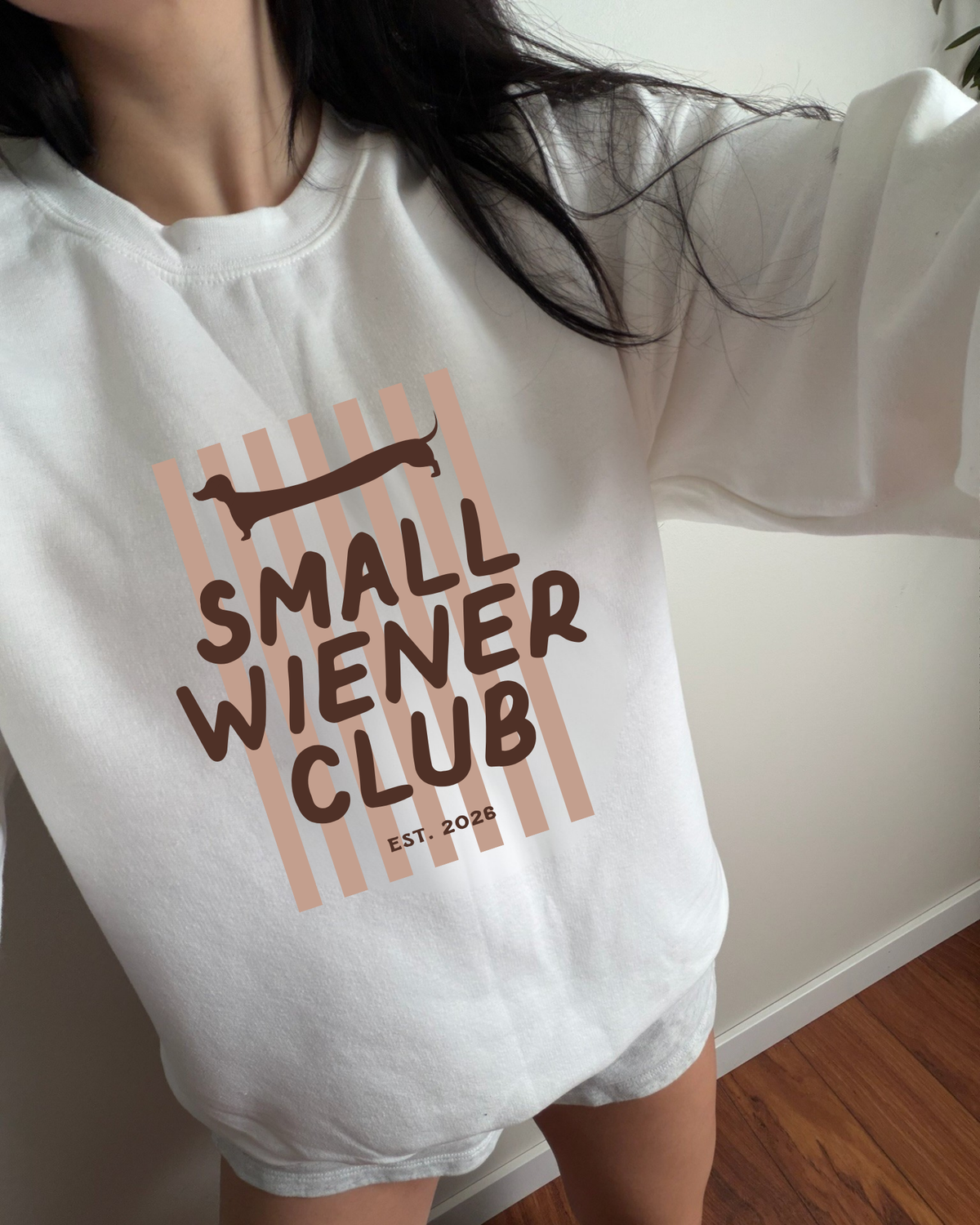 Small Wiener Club Sweatshirt - White / Brown