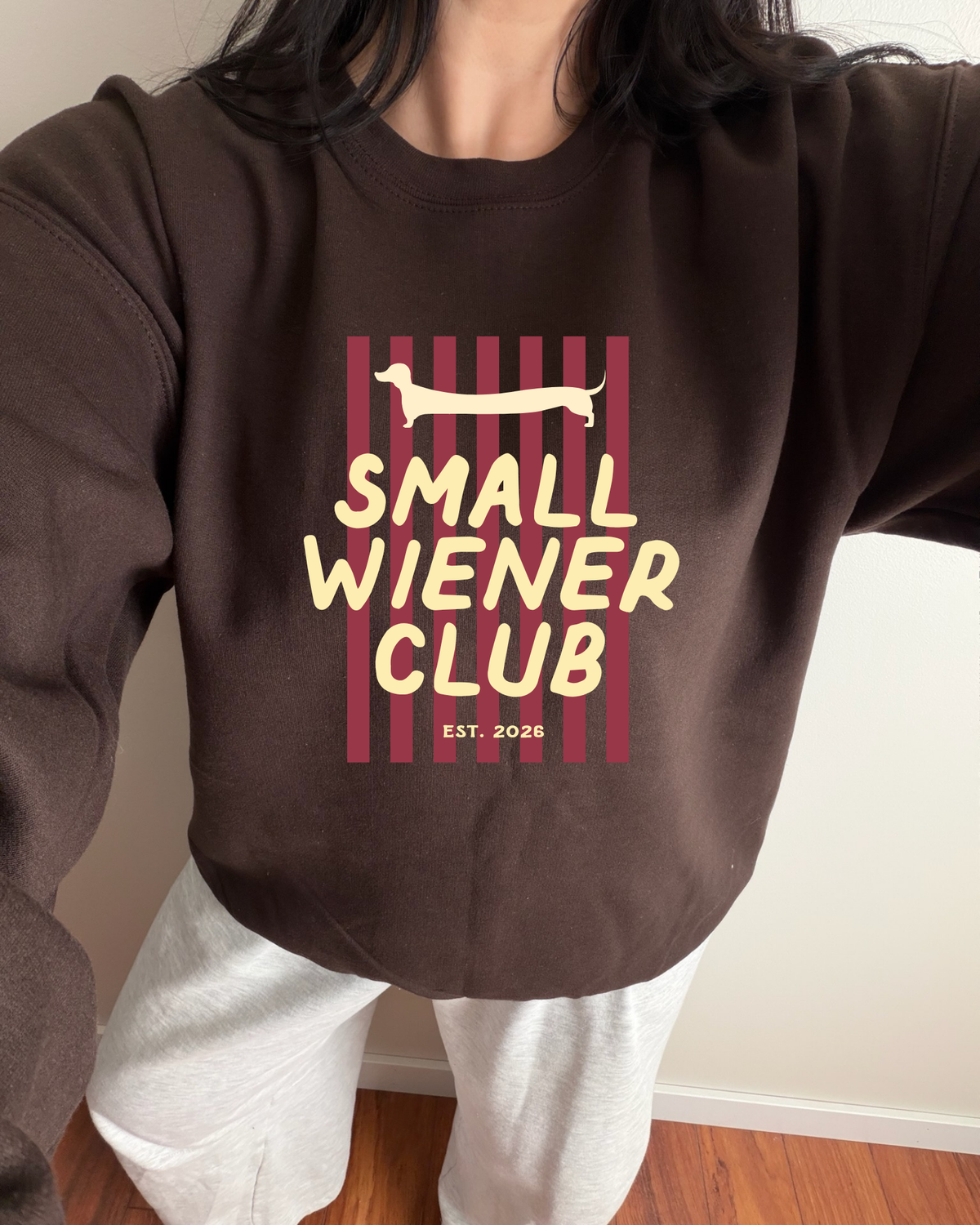 Small Wiener Club Sweatshirt - Brown / Yellow