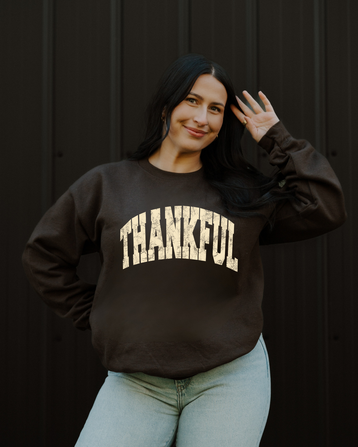 Thankful Sweatshirt - Brown / Yellow